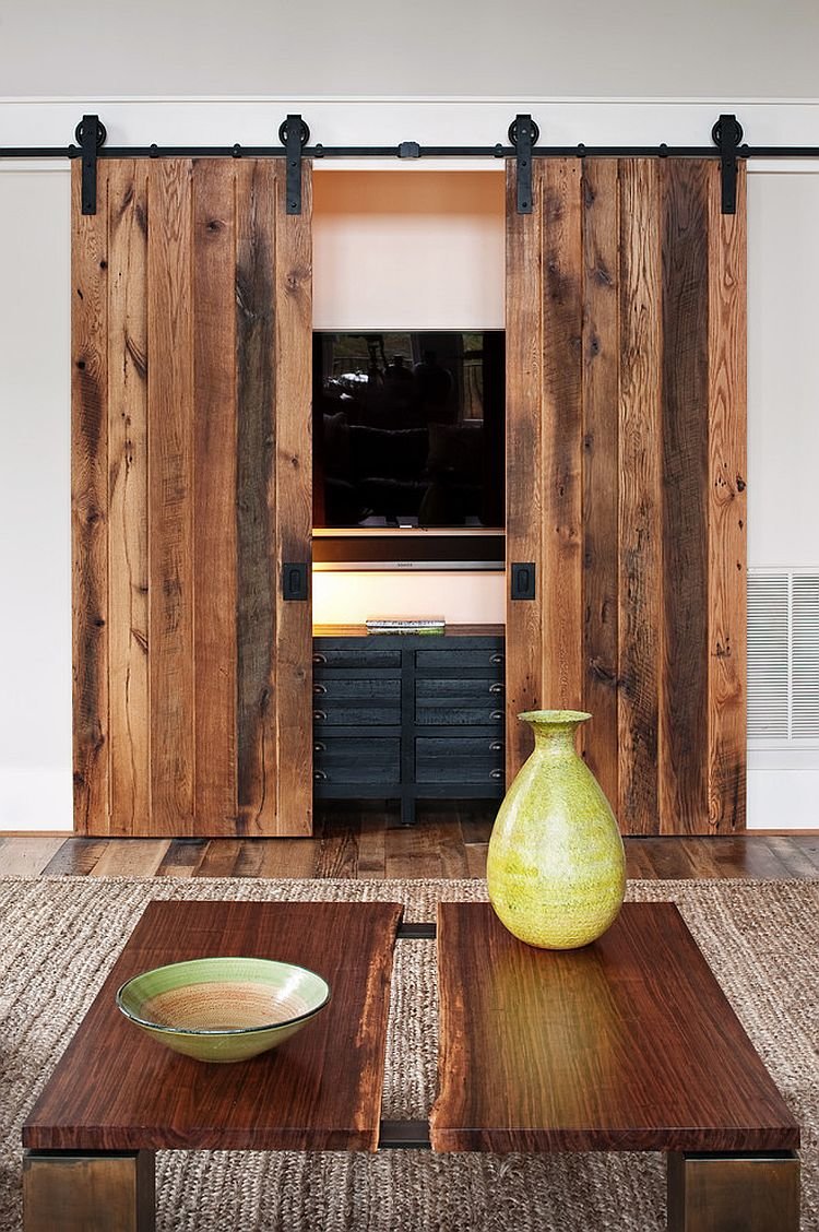 Раздвижные деревянные межкомнатные двери в стиле лофт производства ПОКОШ